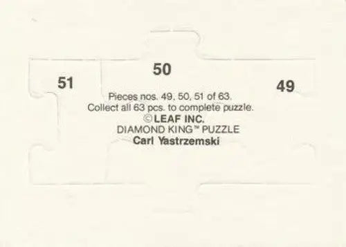 White puzzle piece from Donruss Carl Yastrzemski Yastrzemski puzzle with original gloss