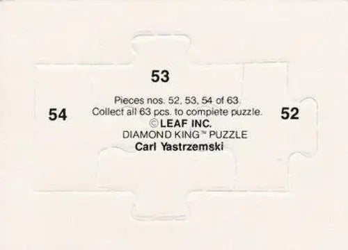 White baseball puzzle piece from 1990 Donruss Carl Yastrzemski puzzle with original gloss