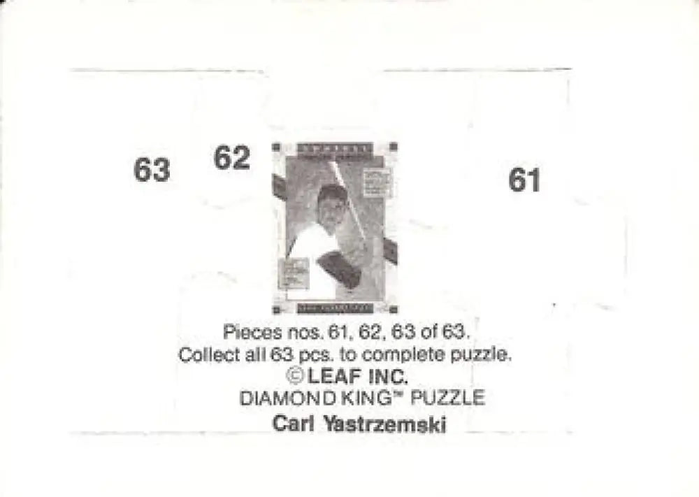 Original gloss Yastrzemski puzzle featuring Donruss Carl Yastrzemski collectible card
