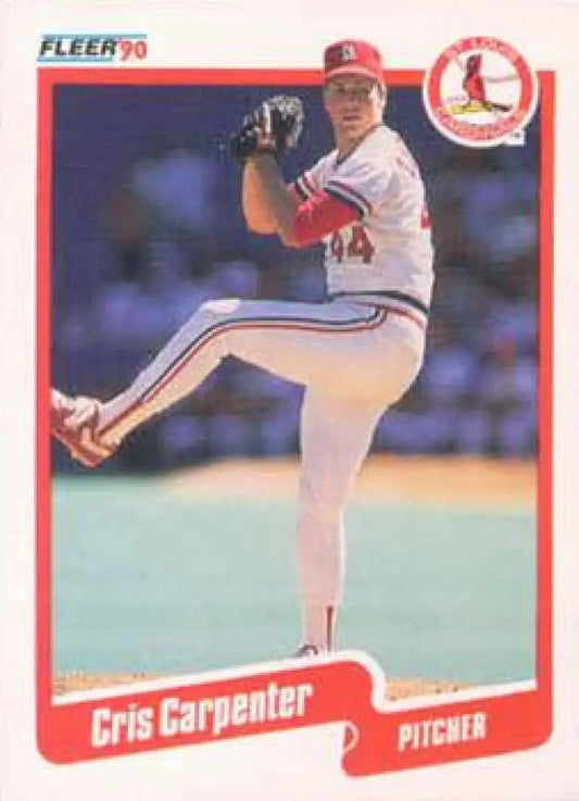 Baseball card of Cris Carpenter in delivery for Louis Cardinals baseball