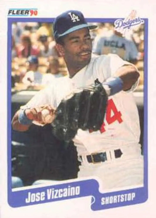 1990 Fleer Jose Vizcaino Los Angeles Dodgers rookie baseball card in NM-MT condition
