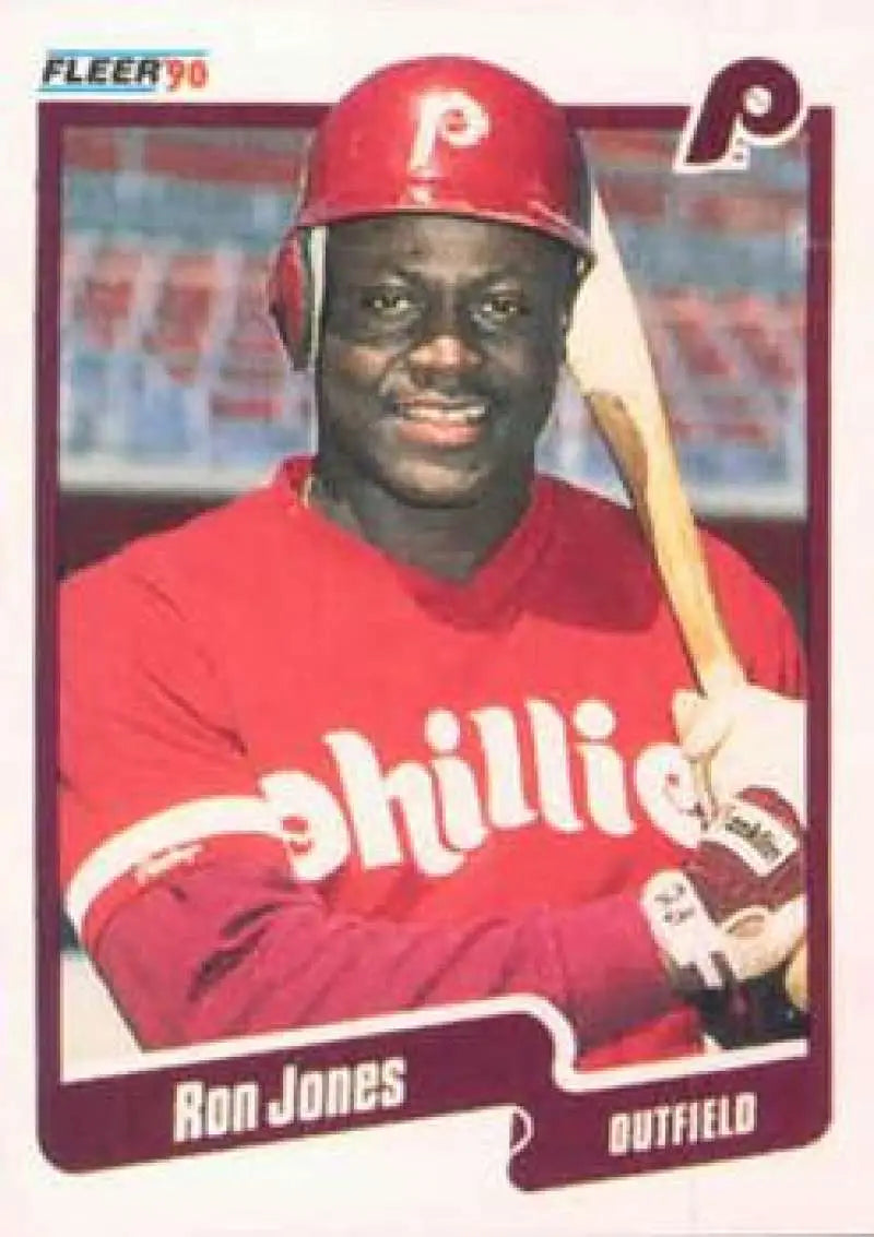 Baseball card of Ron Jones in red uniform for Philadelphia Phillies Baseball
