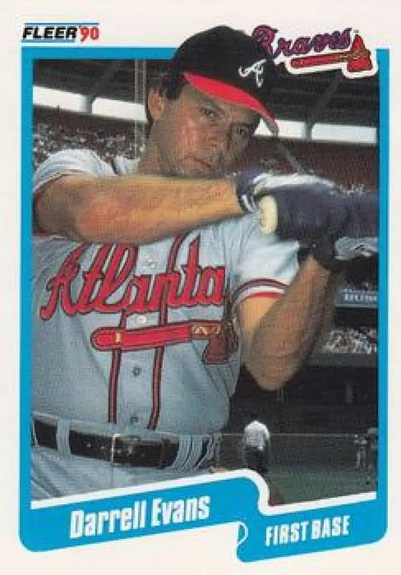 1990 Fleer Darrell Evans Atlanta Braves baseball card in batting stance