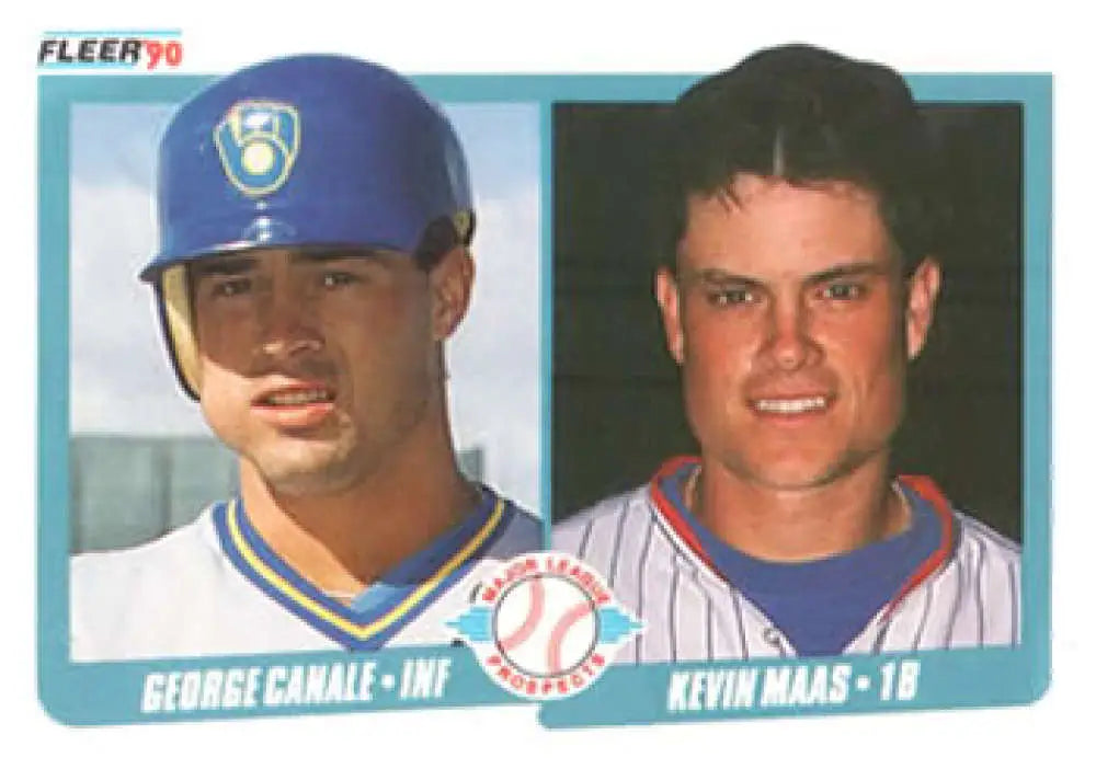 1990 Fleer #641 George Canale and Kevin Maas Milwaukee Brewers baseball card image