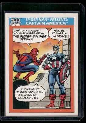 Framed collectible comic book trading card from 1990 Impel Marvel Captain America series