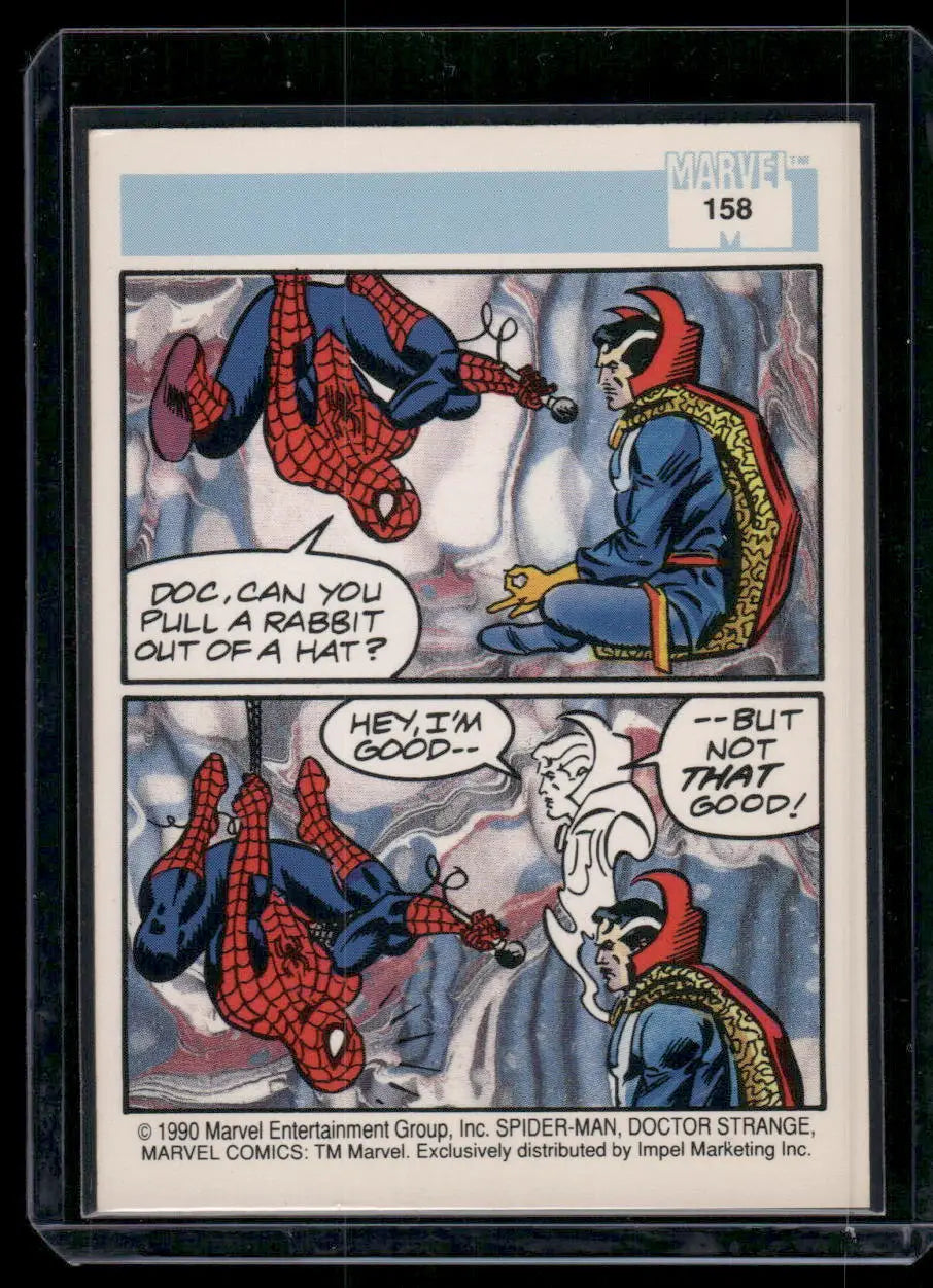 Marvel Comics doctor Strange Spider-Man trading card from 1990 Impel Marvel Comics series
