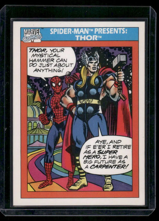 Marvel Thor Spider-Man trading card from 1990 Impel Marvel Thor collection