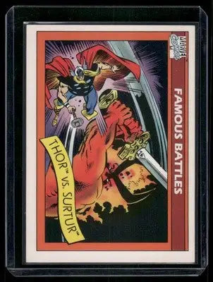 Impel Marvel Universe Thor vs Surtur trading card from 1990 Marvel Universe Thor Surtur #91