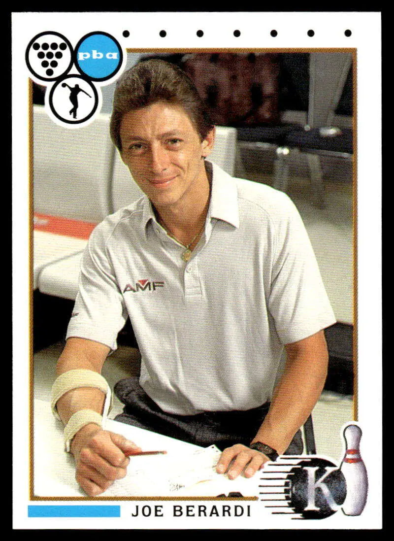 Joe Berardi in white polo on 1990 Kingpins PBA Bowling Card #55 NM-MT quality