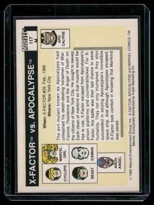 Vintage Marvel X-Factor trading card featuring Beast Iceman Archangel and Apocalypse