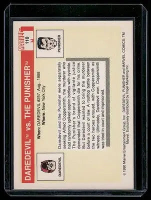Comic book trading card featuring Daredevil and The Punisher from Marvel Comics Daredevil #110