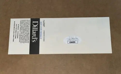 Dillard’s branded paper insert with 1990 Mike Gallego Oakland A’s spring training ticket