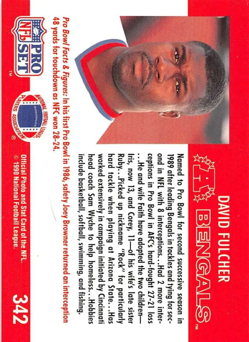 Red Pro Set Football Card of David Fulcher, Cincinnati Bengals Player