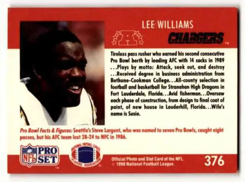Lee Williams San Diego Chargers football card 1990 Pro Set original gloss EX condition