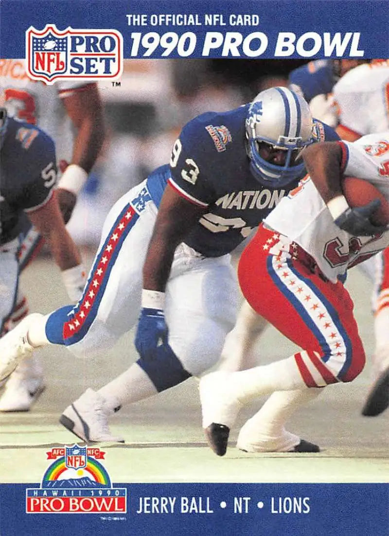 1990 Pro Set #381 Jerry Ball NM-MT Detroit Lions Football Card in game action