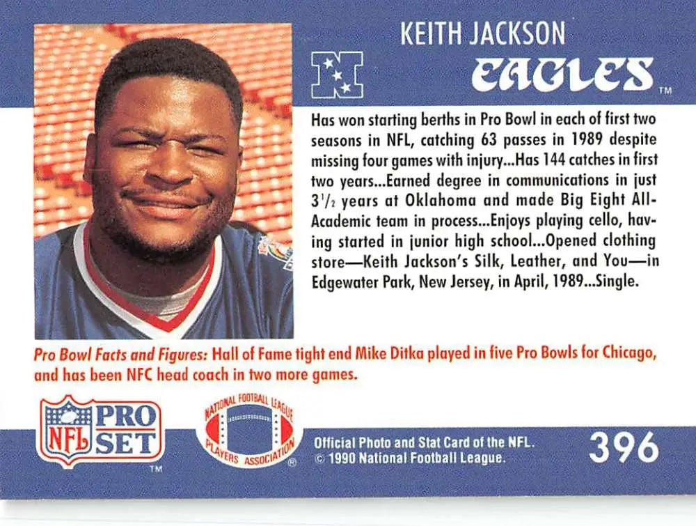 Keith Jackson 1990 Pro Set #396 Philadelphia Eagles Football Card NM-MT