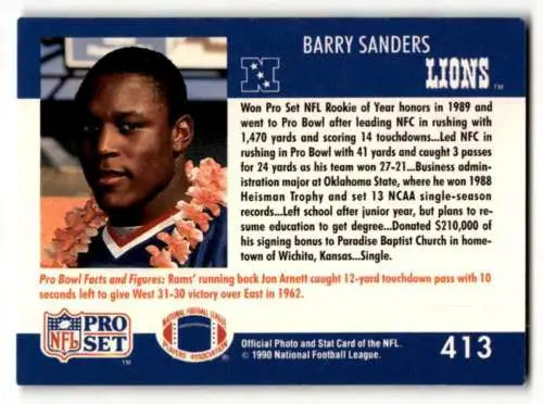 Barry Sanders Detroit Lions football card featuring original gloss in excellent condition