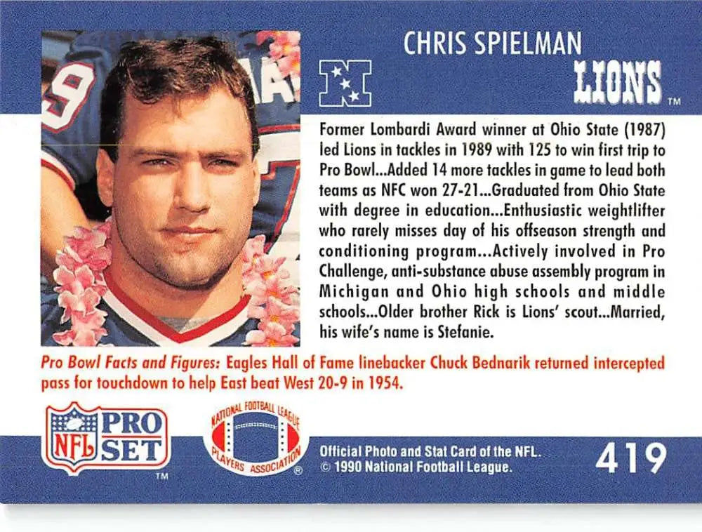 1990 Pro Set Chris Spielman Detroit Lions Football Card NM-MT quality collectible
