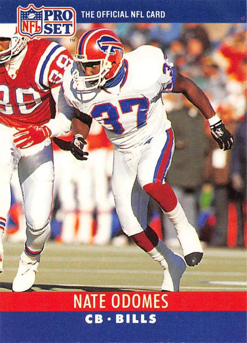 NFL Pro Set trading card of Nate Odomes, Buffalo Bills cornerback in white uniform