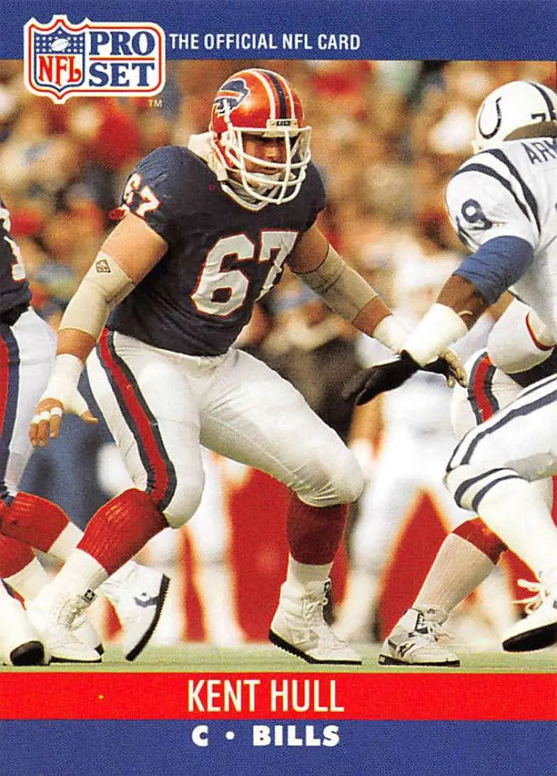 NFL Pro Set trading card of Kent Hull, Buffalo Bills player wearing number 67
