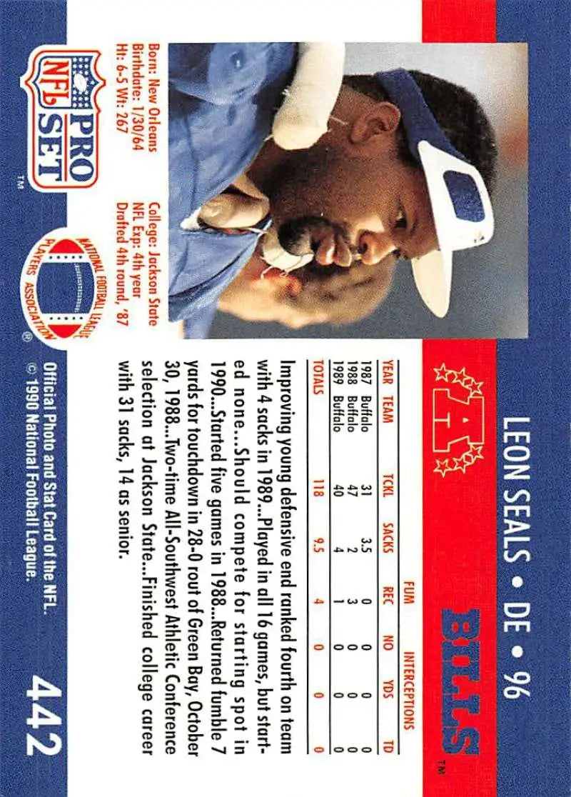 1990 Pro Set #442 Leon Seals Rookie Buffalo Bills Football Card NM-MT condition