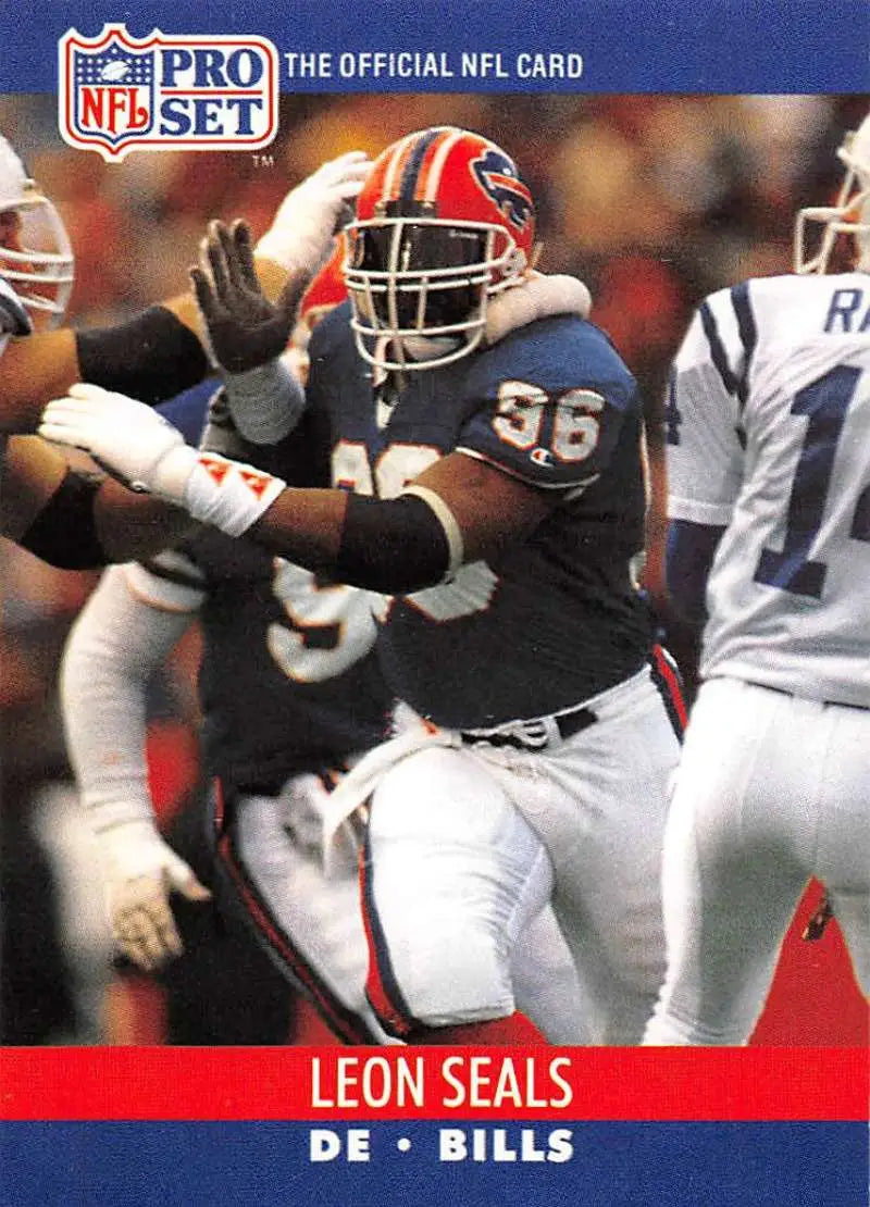 NFL Pro Set trading card of Leon Seals, rookie Buffalo Bills player wearing number 96