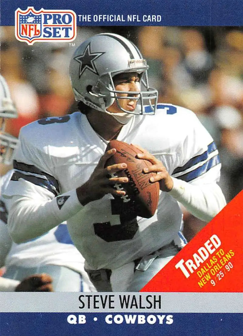NFL Pro Set trading card of Steve Walsh in white uniform for Orleans Saints Football