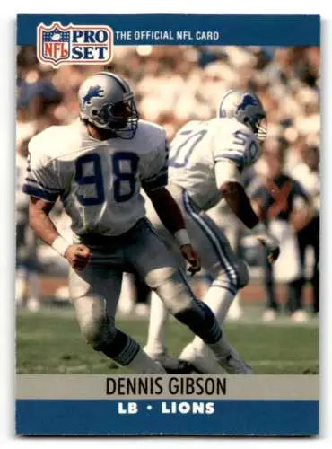 Dennis Gibson Detroit Lions football card from 1990 Pro Set in original gloss condition