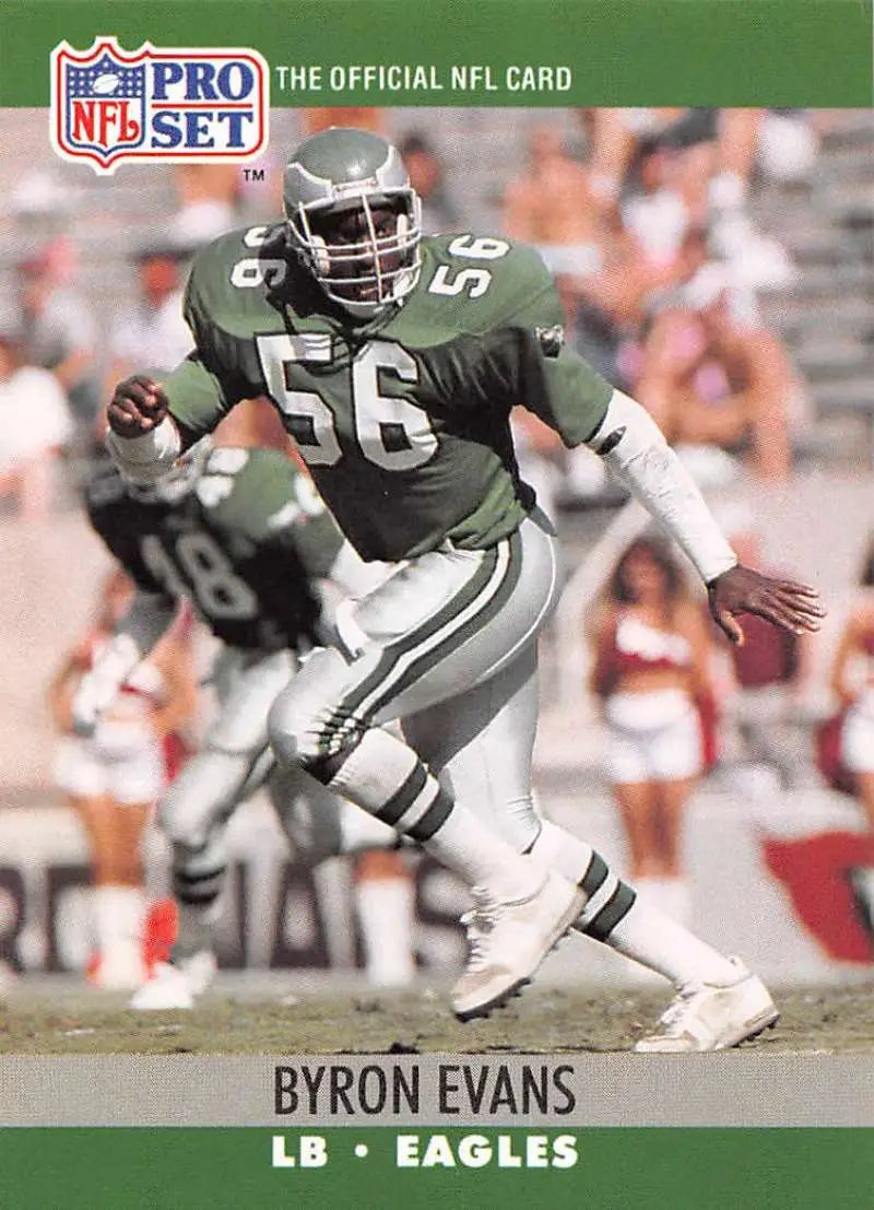 NFL Pro Set trading card of Byron Evans, Philadelphia Eagles rookie linebacker #56