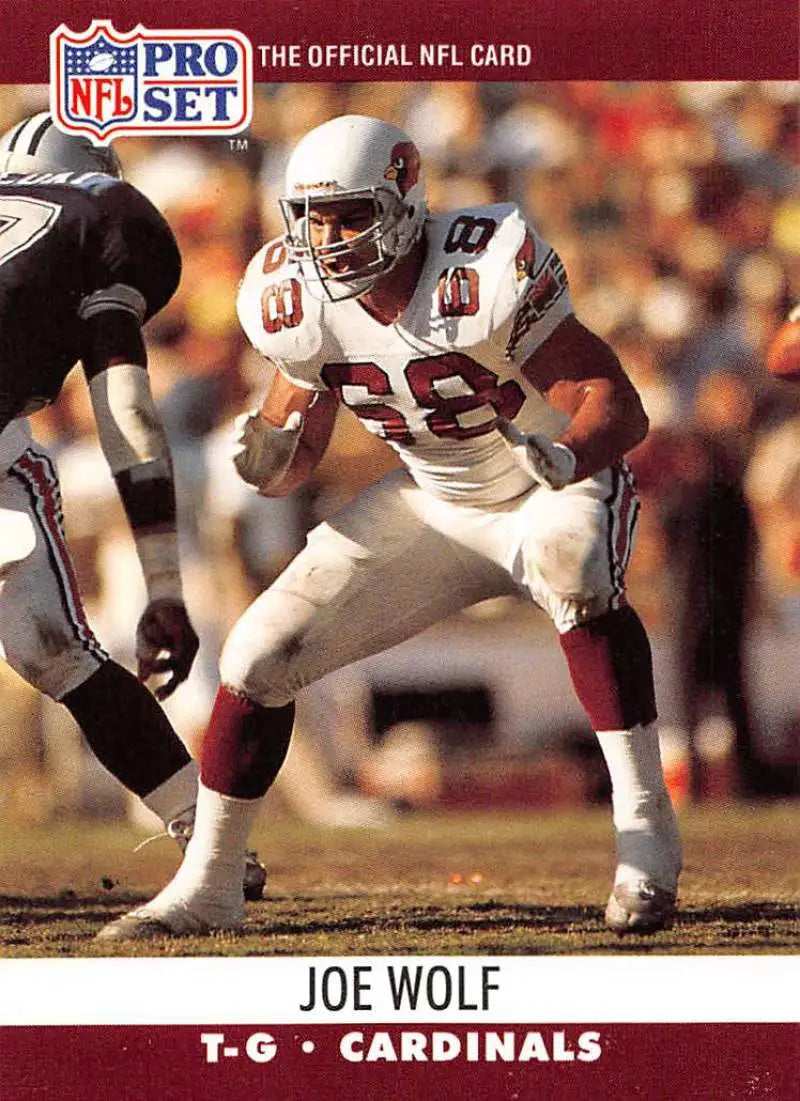 NFL Pro Set trading card of Joe Wolf from the Phoenix Cardinals in action
