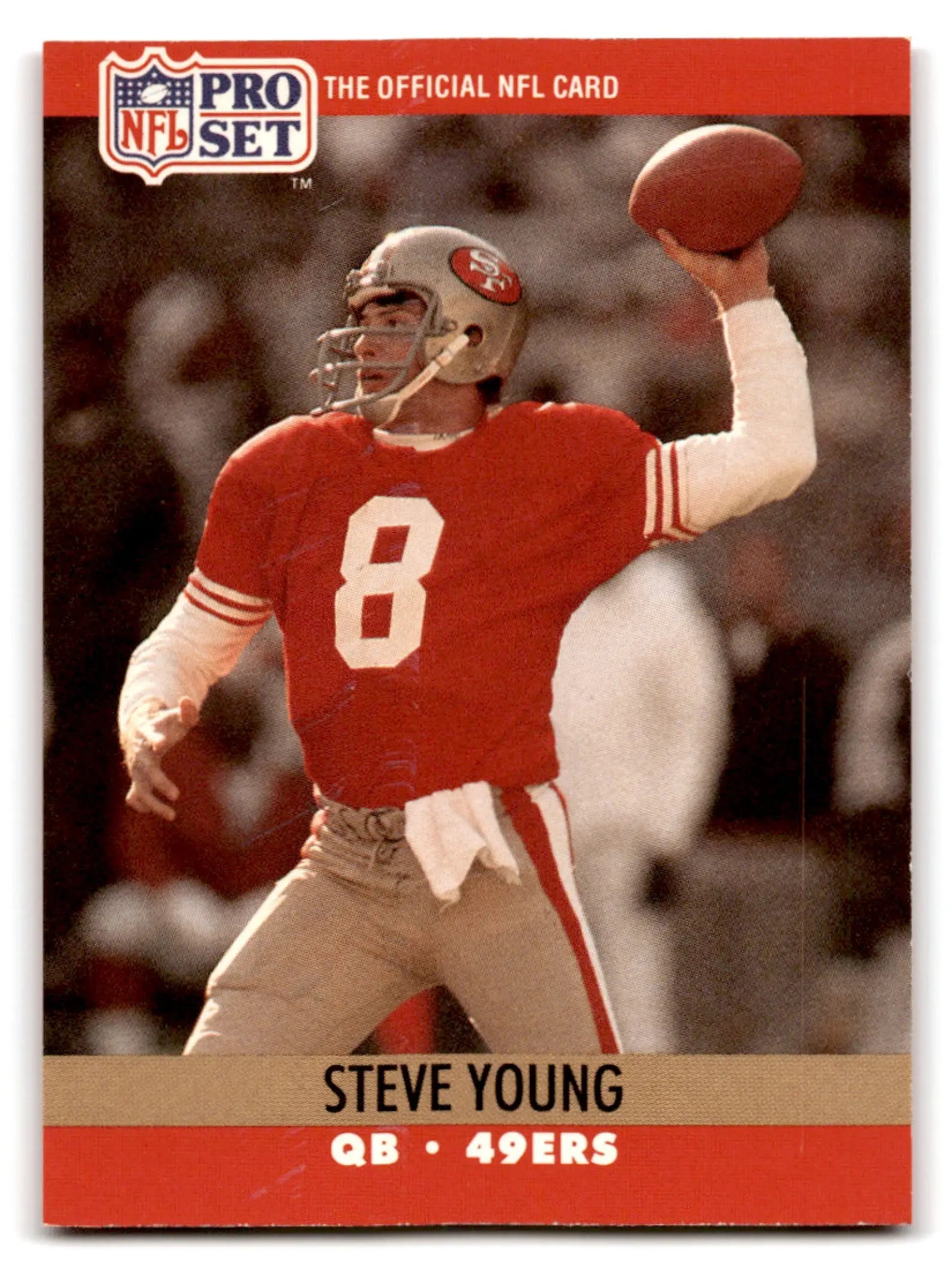 1990 Pro Set Football Steve Young card featuring San Francisco 49ers player