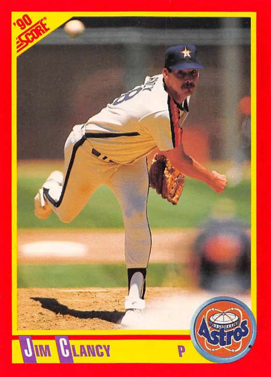 Jim Clancy delivering a pitch in Houston Astros uniform on baseball card