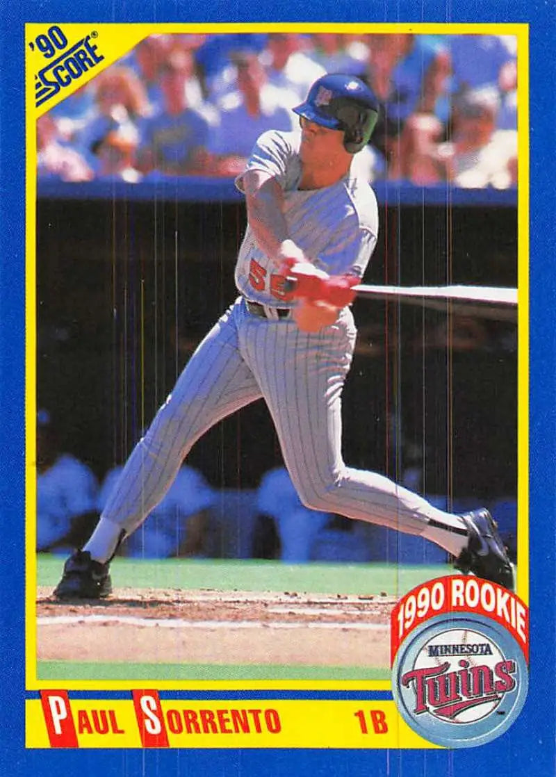 1990 Score Baseball Card of Paul Sorrento, Minnesota Twins Rookie at Bat