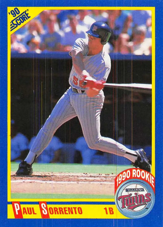 1990 Score Baseball Card of Paul Sorrento, Minnesota Twins Rookie at Bat