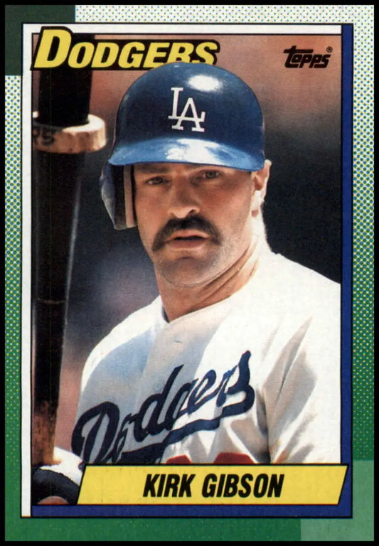 1990 Topps Kirk Gibson Baseball Card featuring Los Angeles Dodgers player in uniform