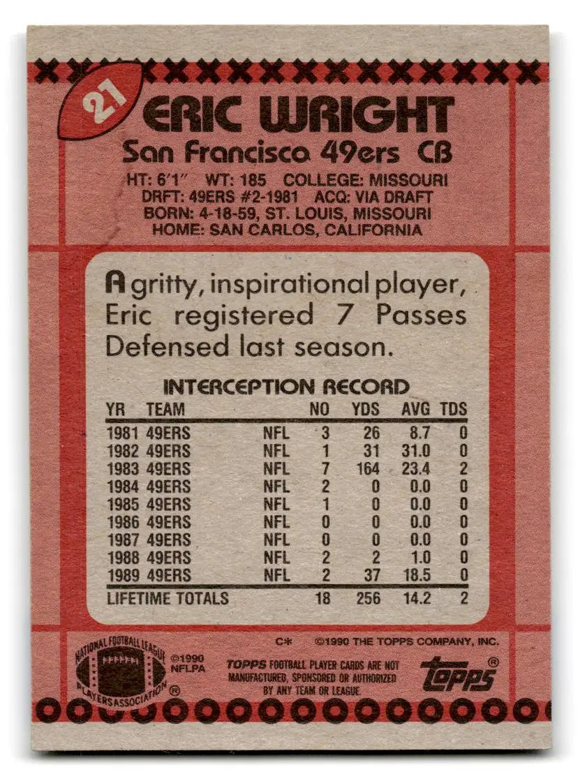1990 Topps #21b Eric Wright - Trading Cards