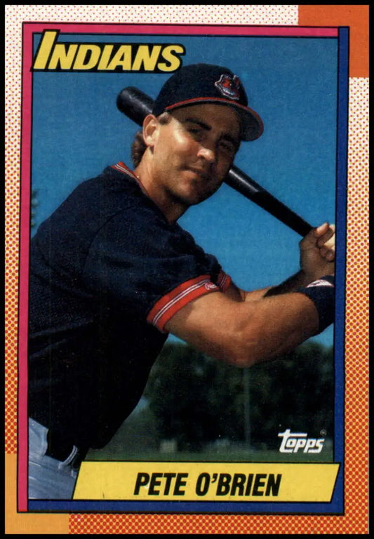 1990 Topps baseball card of Pete O’Brien in batting pose for Cleveland Indians