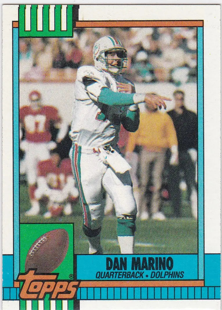 Dan Marino football card from 1990 Topps featuring the Miami Dolphins star player