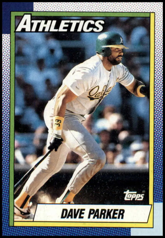 Oakland Athletics player Dave Parker swinging bat on 1990 Topps #45 UER baseball card