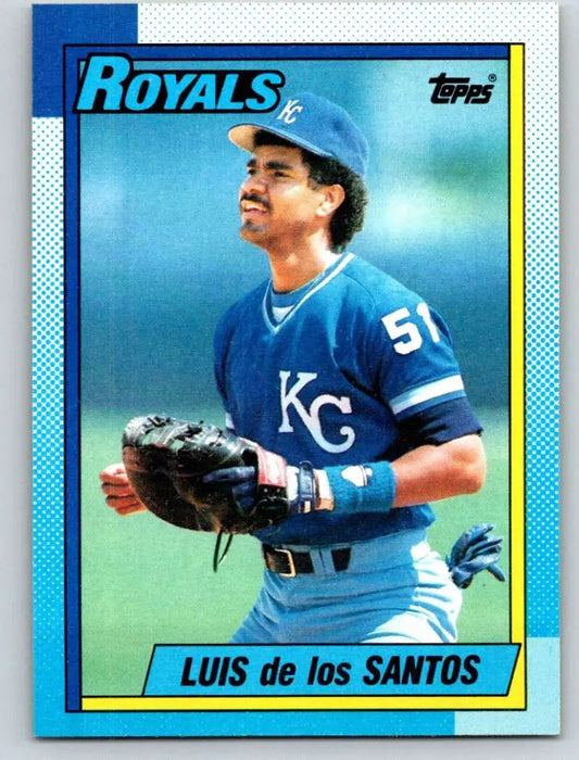 1990 Topps baseball card of Luis De Los Santos, Kansas City Royals player number 51