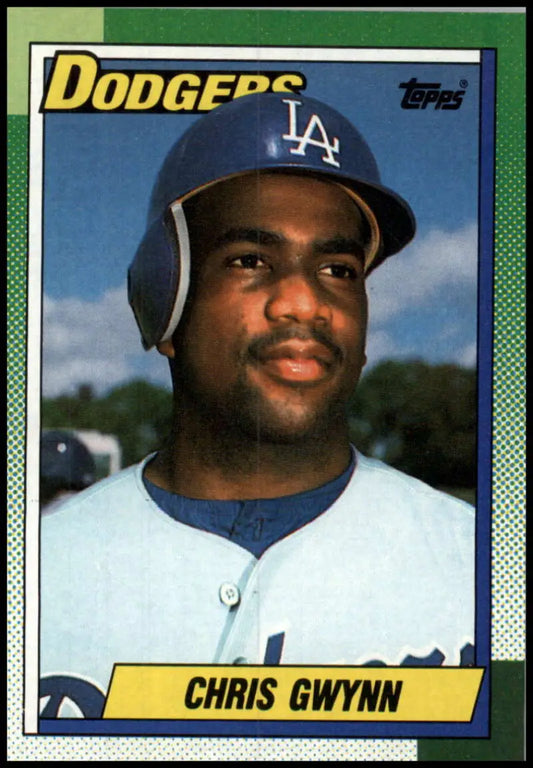 Topps baseball card of Chris Gwynn in Los Angeles Dodgers uniform with blue cap