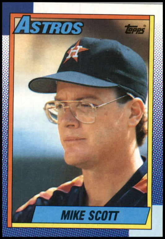 Mike Scott baseball card showcasing Houston Astros player in glasses and cap