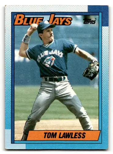 Tom Lawless baseball card with original gloss from 1990 Topps Blue Jays series