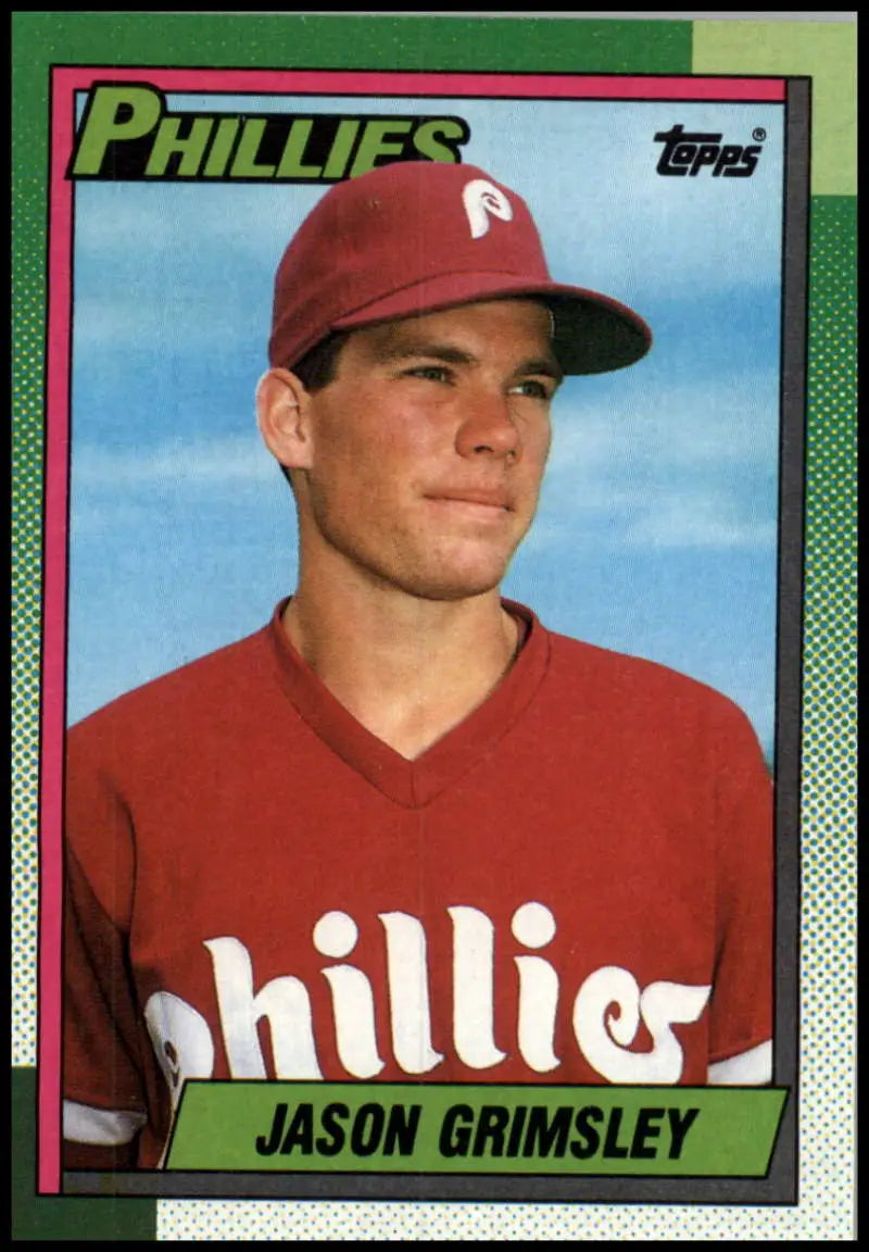 1990 Topps #493 Jason Grimsley NM-MT RC Rookie Philadelphia Phillies Baseball Card image
