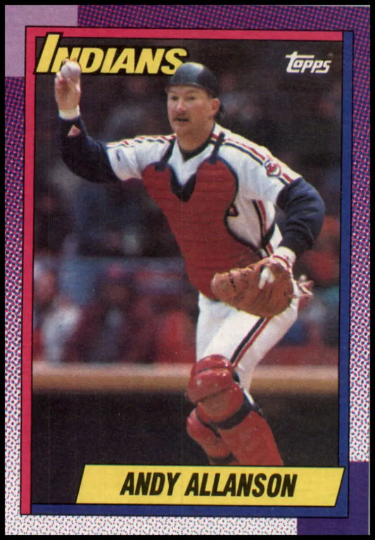 1990 Topps #514 Andy Allanson throwing for the Cleveland Indians baseball team
