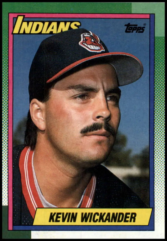 Cleveland Indians Baseball Card featuring Kevin Wickander in Topps set with Chief Wahoo logo