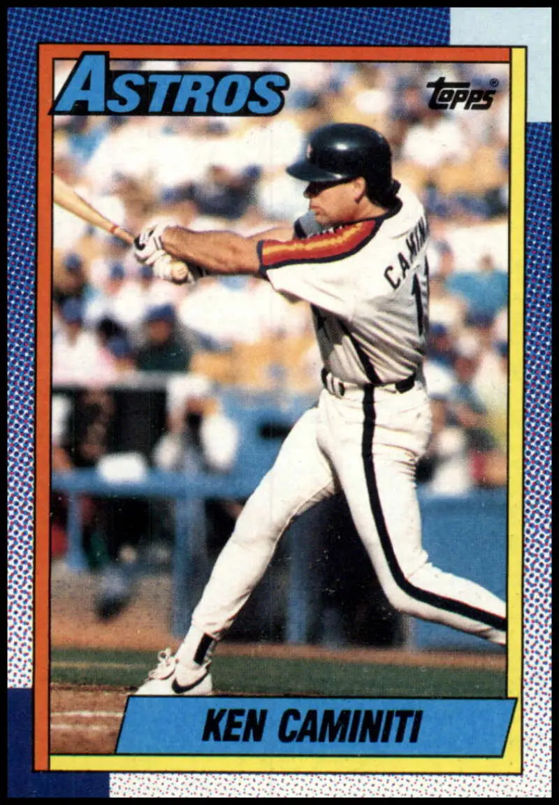 1990 Topps Ken Caminiti baseball card featuring Houston Astros player at bat