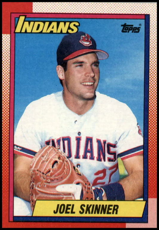 Vintage Joel Skinner Cleveland Indians Baseball Card in white home uniform from Topps
