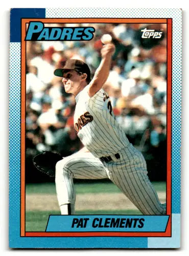 Original gloss Pat Clements baseball card from 1990 Topps #548 featuring Padres team