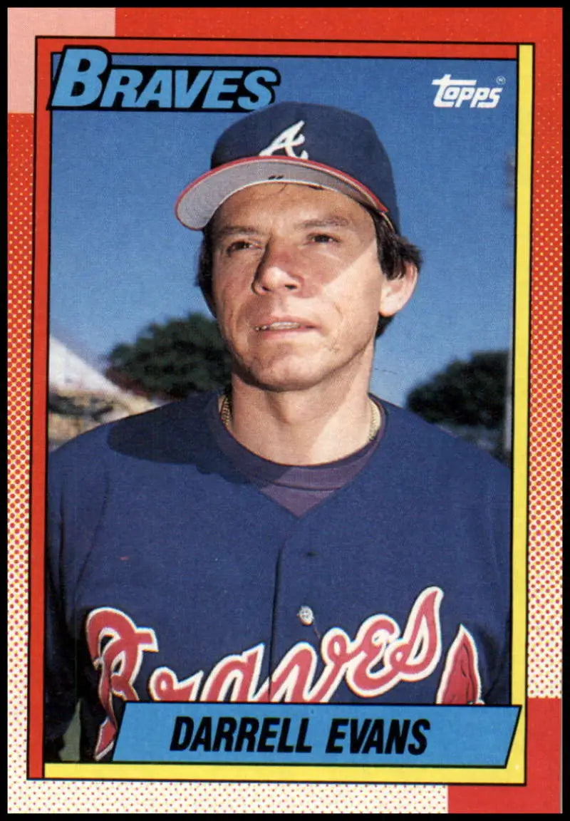 1990 Topps Darrell Evans baseball card featuring Atlanta Braves team uniform